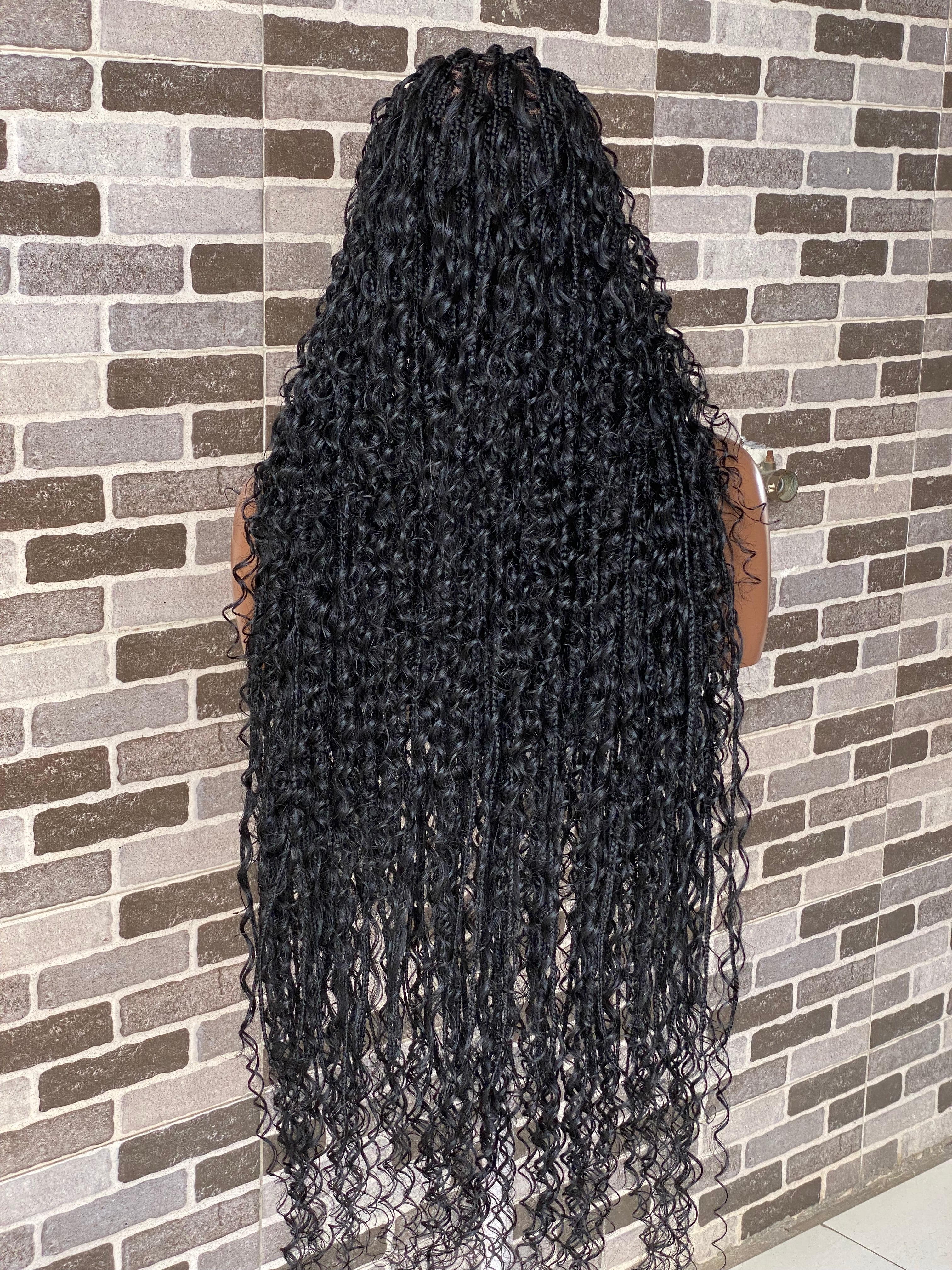 Biggie Cornrow Bohemian Knotless (100% Humanhair curls) Full Lace Base (Tara)
