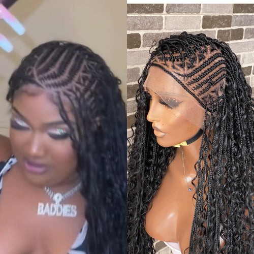 Biggie Cornrow Bohemian Knotless (100% Humanhair curls) Full Lace Base (Tara)