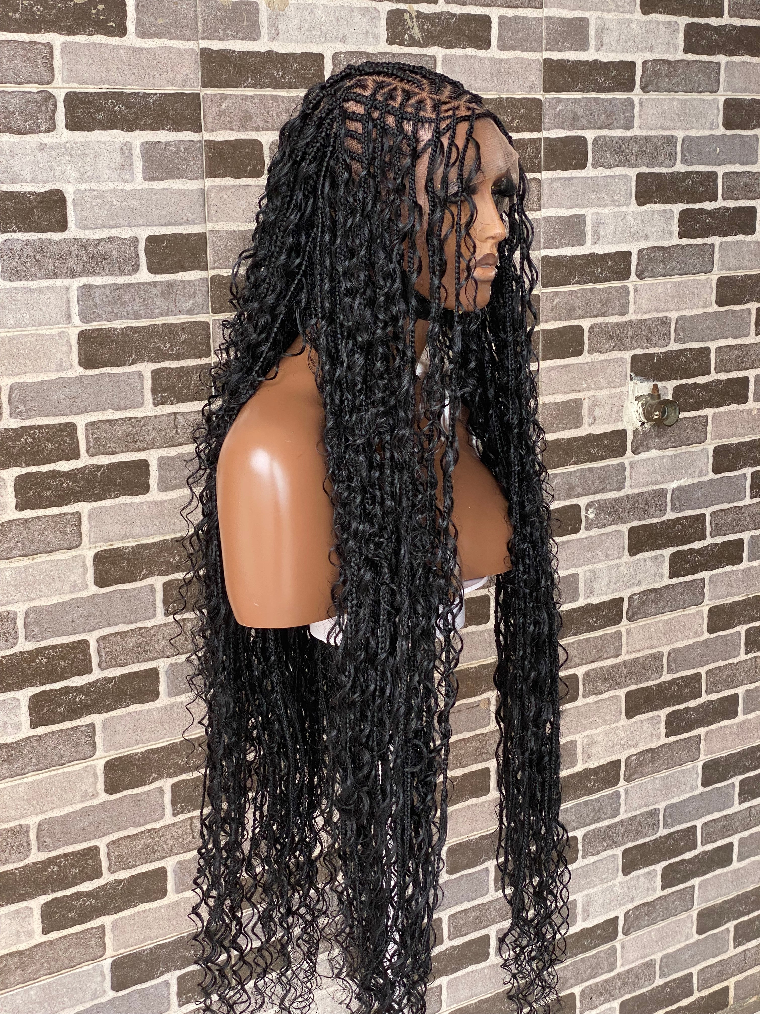 Biggie Cornrow Bohemian Knotless (100% Humanhair curls) Full Lace Base (Tara)