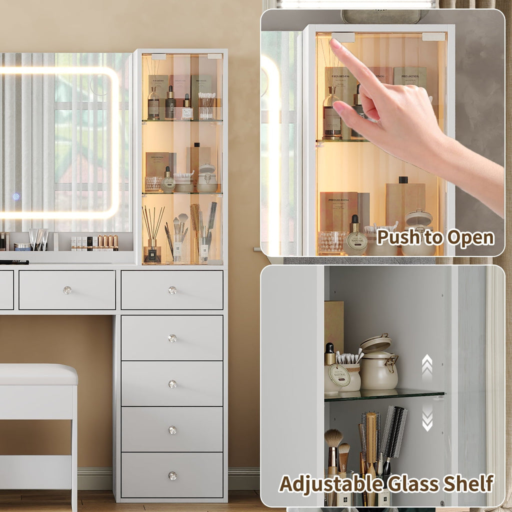 Vektaya US-VD035 Bedroom Makeup Vanity desk with mirror, 12 Drawers